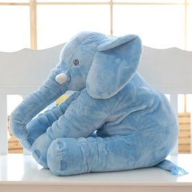 Soft Comfort Elephant Plush Toy  Accompany Sleeping Baby Sleep Child Pillow Leather Shell (Option: Blue-40cm)